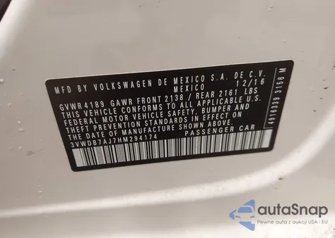 2017 Volkswagen Jetta 1.4T Se from USA, damaged, VIN 3VWDB7AJ7HM294174